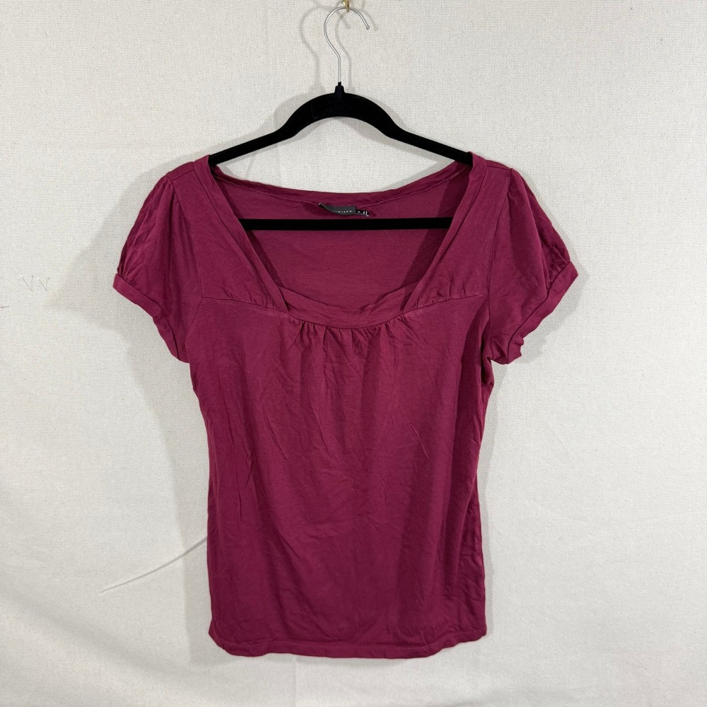 The Limited Womens Berry Pink Square Neck Puff Sleeve Top Medium Gathers